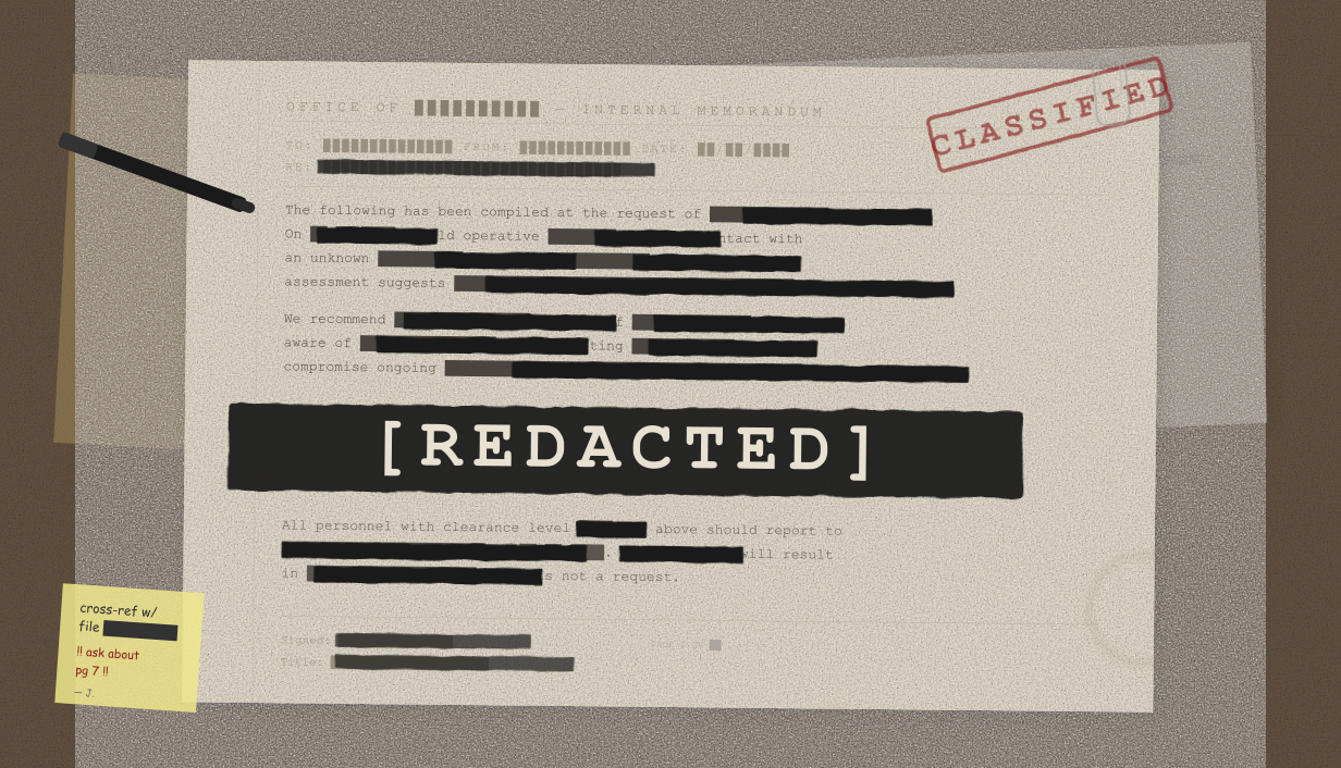 [REDACTED] — classified documents with redaction bars